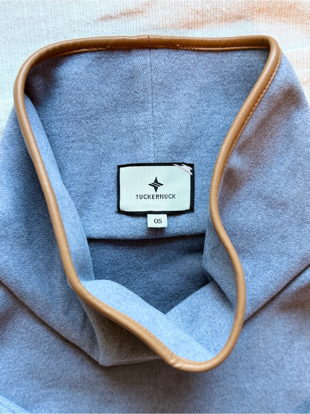 TUCKERNUCK Womens Slate Blue Leather Trim Funnel Neck Piper Poncho Gray One Size
